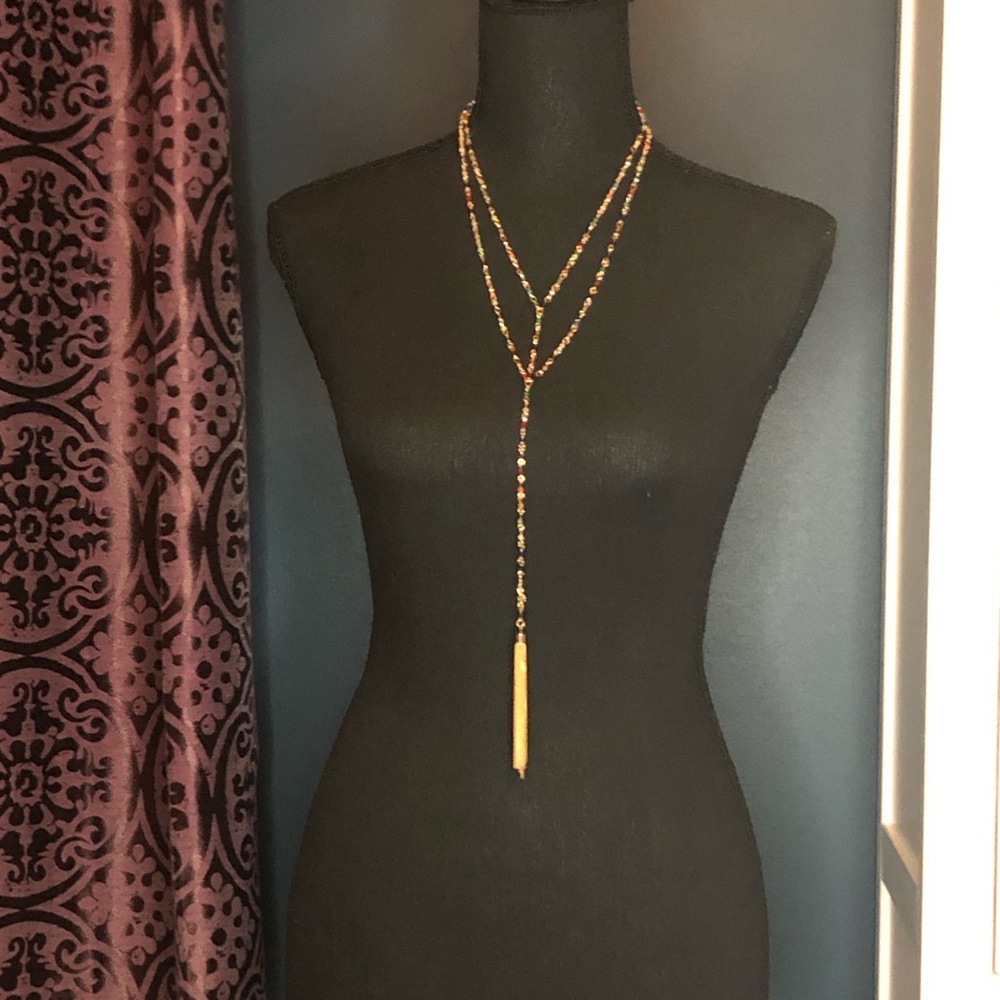 Colorful beaded chain necklace